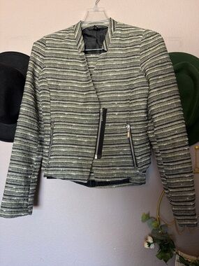 Mossimo Supply Co. Striped Knit Blazer in Green and Gray